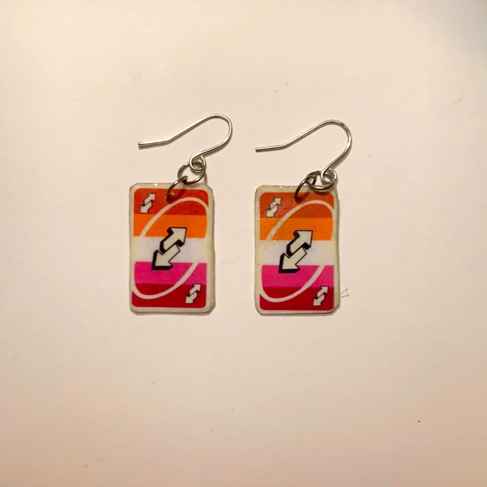 Lesbian Uno Reverse Earrings